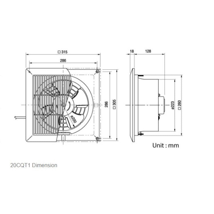 KDK 20TGQF 20CQT1 Exhaust Fan Ceiling Mount Ventilating Ventilation Fan 4HOME SINGAPORE - 4HOME