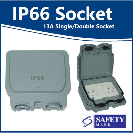 FYM IP66 Weatherproof Waterproof Single Double Switch Socket Outlet 13A 4HOME SINGAPORE - 4HOME