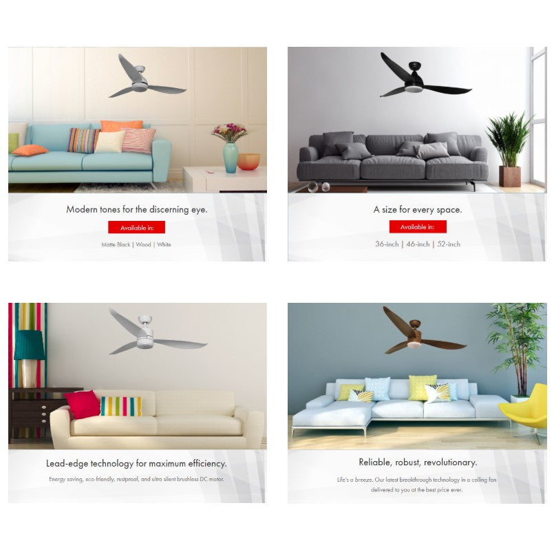 Fanco B-Star Ceiling Fan with 24W LED Light 36 / 46 / 52 inch BStar B Star with basic installation 4HOME SINGAPORE - 4HOME