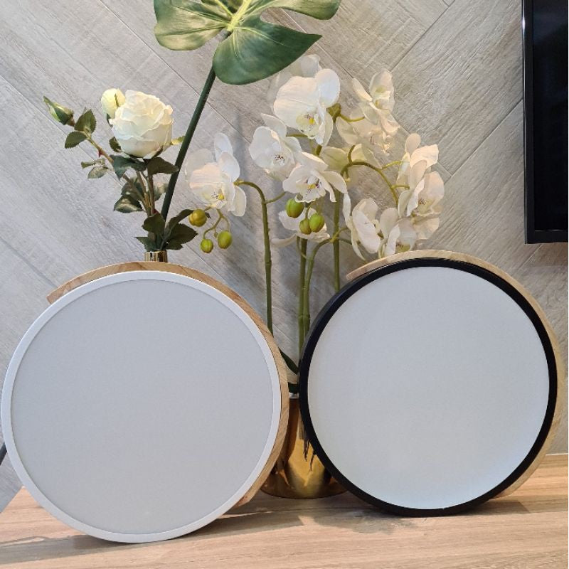 4HOME SINGAPORE 18W 24W 36W Nordic LED Ceiling Light Black White Wood Frame - 4HOME