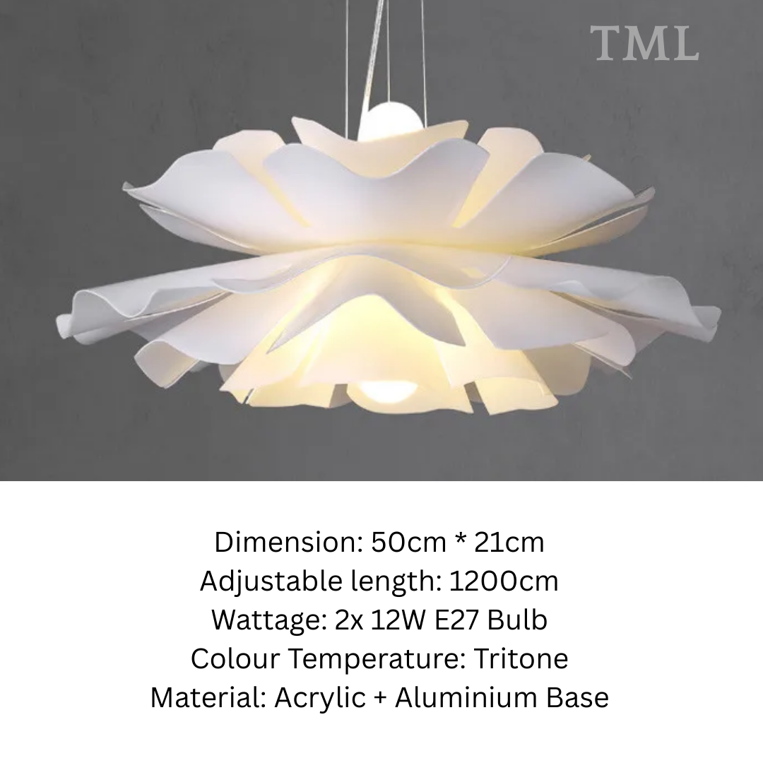 Modern White Flower Pendant Light – Elegant E27 LED Ceiling Hanging Lamp