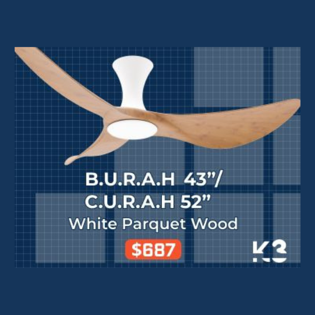 Alaska Aerahaus BURAH CURAH 43″ 52" 3 Blade Ceiling Fan Tri Tone Smart - 4HOME