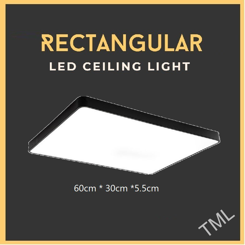4HOME SINGAPORE 48W 72W Black White Rectangular LED Ceiling Light Nordic Minimal Ceiling Light - Daylight for Kitchen Living Room - 4HOME