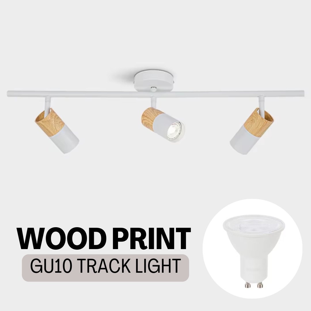 Scandinavian Minimalist Modern Light Wood Dark Wood 3head Track Light - 4HOME