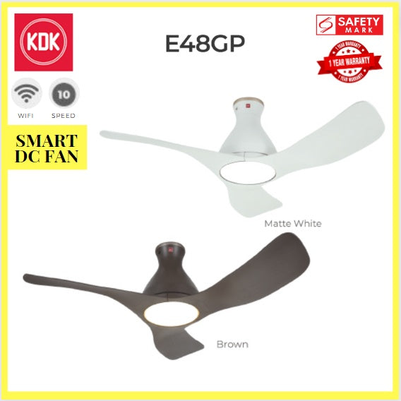 KDK Airy 48" E48GP E48HP Smart Ceiling Fan with Wifi 4HOME SINGAPORE - 4HOME