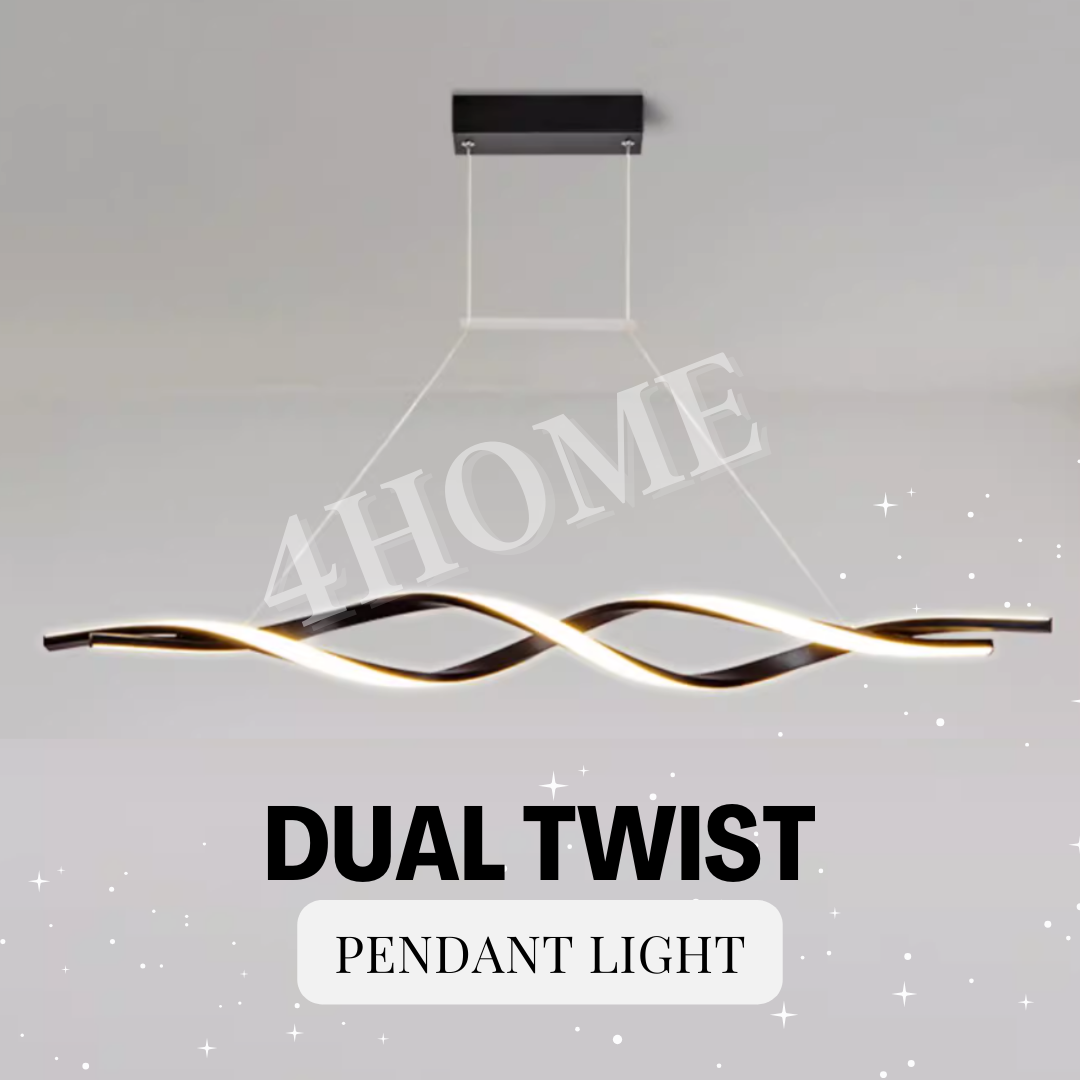 Premium Modern Wavy Dual Twist long Black Linear Pendant Light for Dining Island 4HOME SINGAPORE - 4HOME