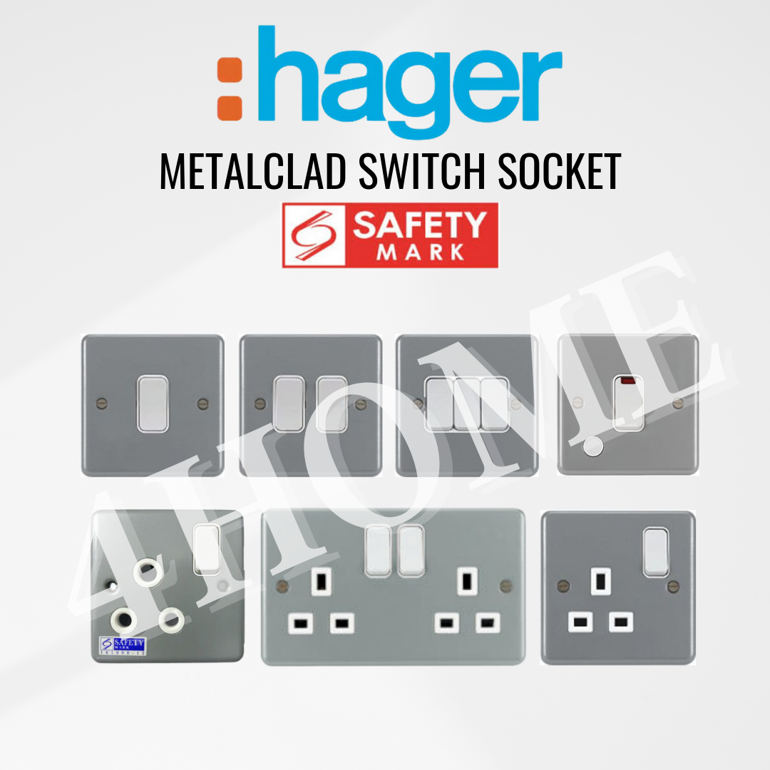 Hager Sollysta Metalclad Switch Socket 1Gang 2Gang 3Gang 20A 15A 13A 4HOME SINGAPORE - 4HOME