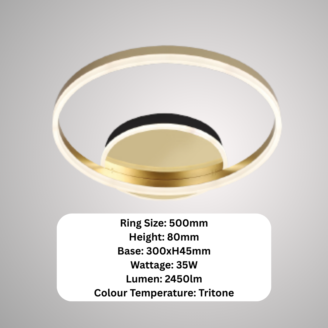 Premium Gold Luxurious LED ceiling light Single Ring Dual Ring
