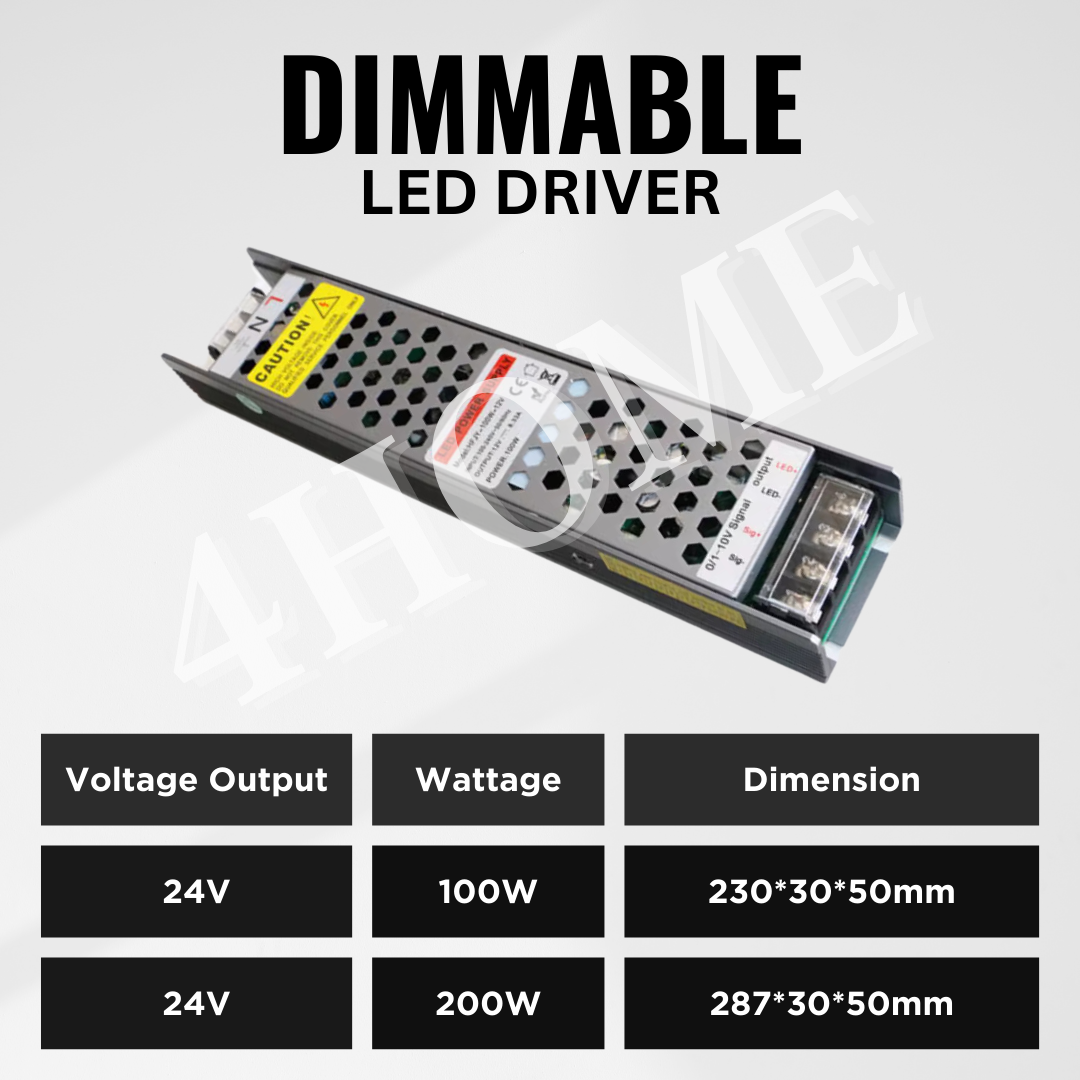 24V 100W 200W Dimmable LED driver strip light COB by dimmer switch 0-10V and TRIAC dimming 4HOME SINGAPORE - 4HOME
