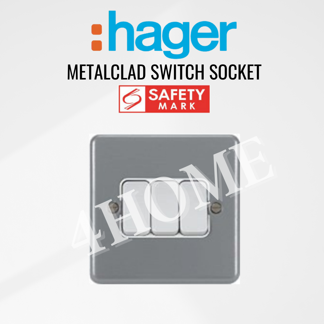 Hager Sollysta Metalclad Switch Socket 1Gang 2Gang 3Gang 20A 15A 13A 4HOME SINGAPORE - 4HOME