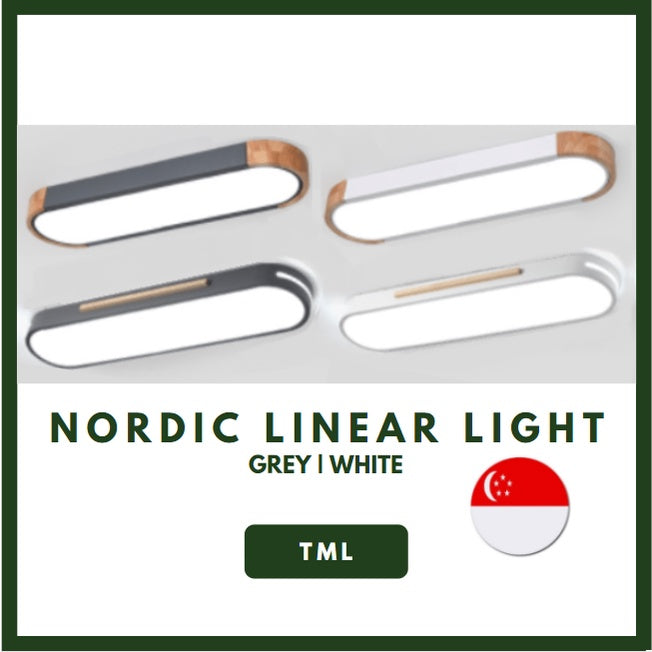 Nordic Wood Rectangular Linear Led Ceiling Light 24W Corridor Bedroom Balcony 4HOME SINGAPORE - 4HOME