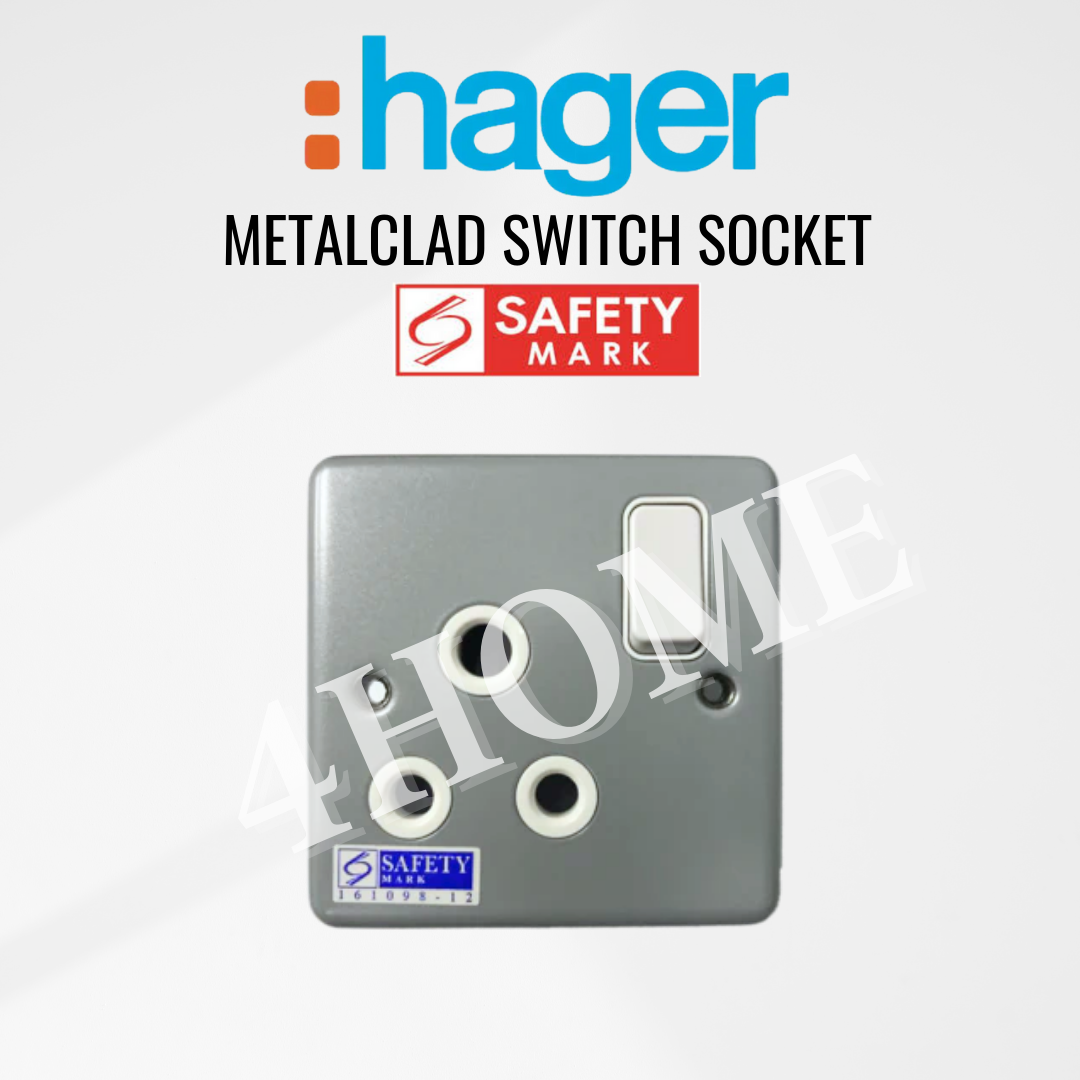 Hager Sollysta Metalclad Switch Socket 1Gang 2Gang 3Gang 20A 15A 13A 4HOME SINGAPORE - 4HOME