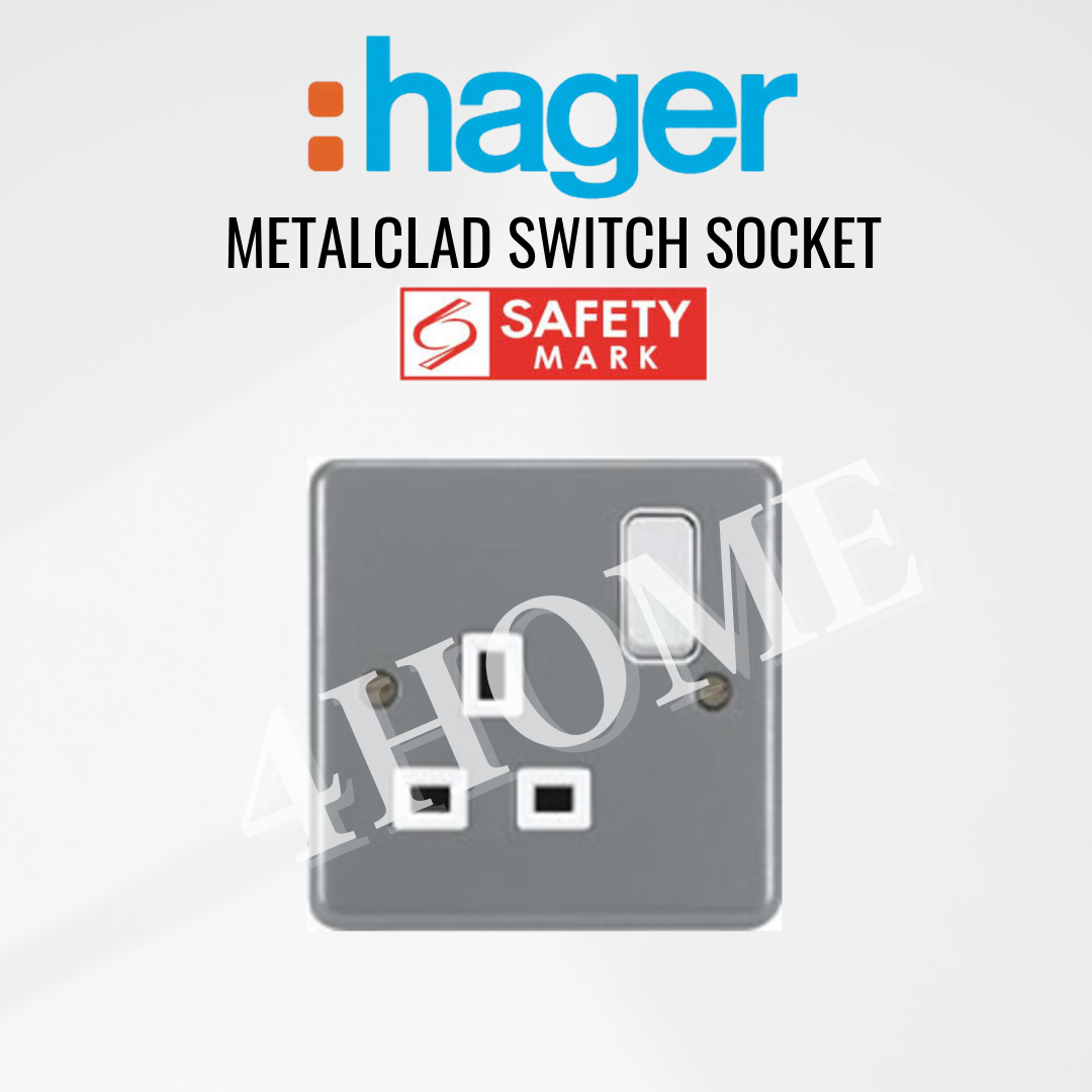 Hager Sollysta Metalclad Switch Socket 1Gang 2Gang 3Gang 20A 15A 13A 4HOME SINGAPORE - 4HOME