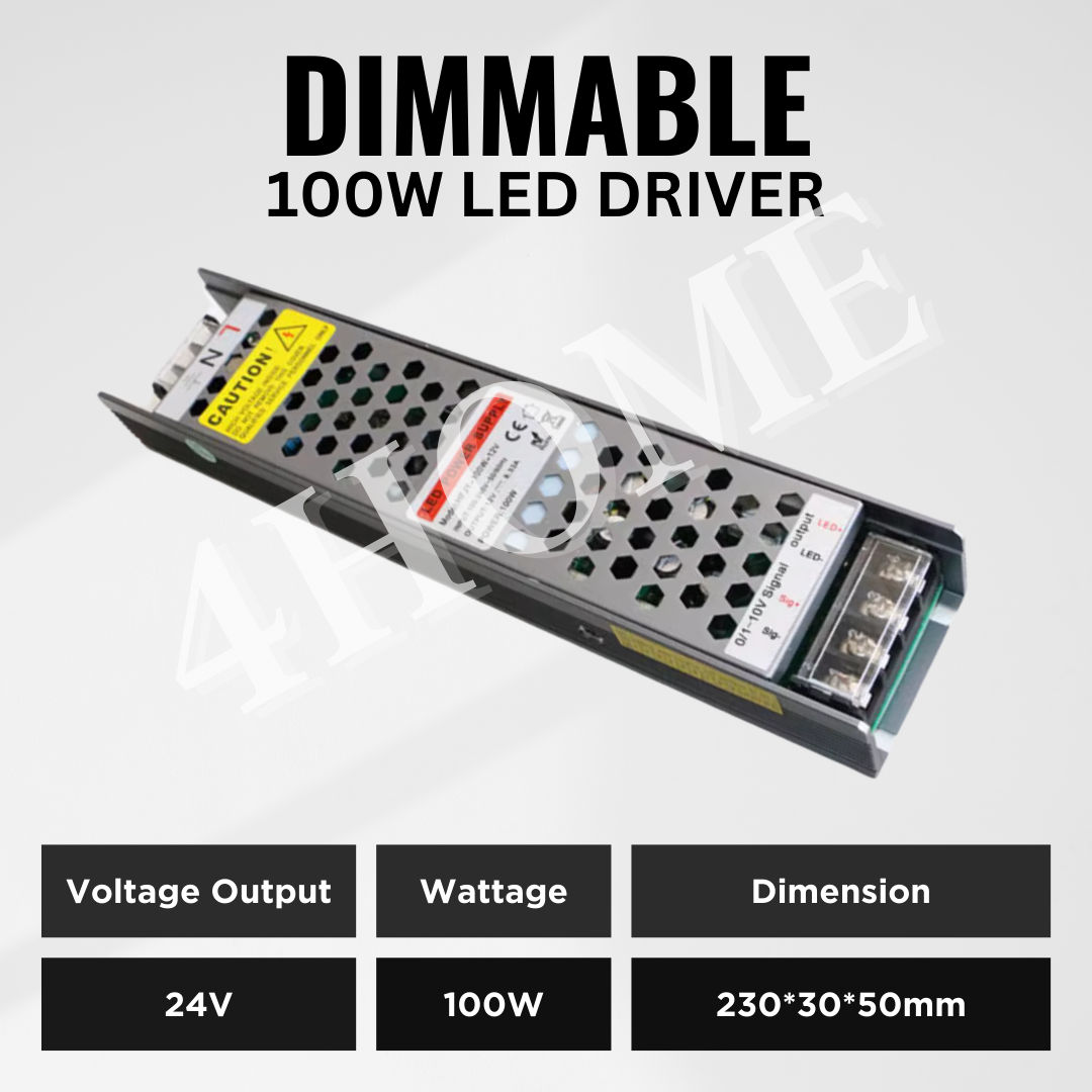 24V 100W 200W Dimmable LED driver strip light COB by dimmer switch 0-10V and TRIAC dimming 4HOME SINGAPORE - 4HOME