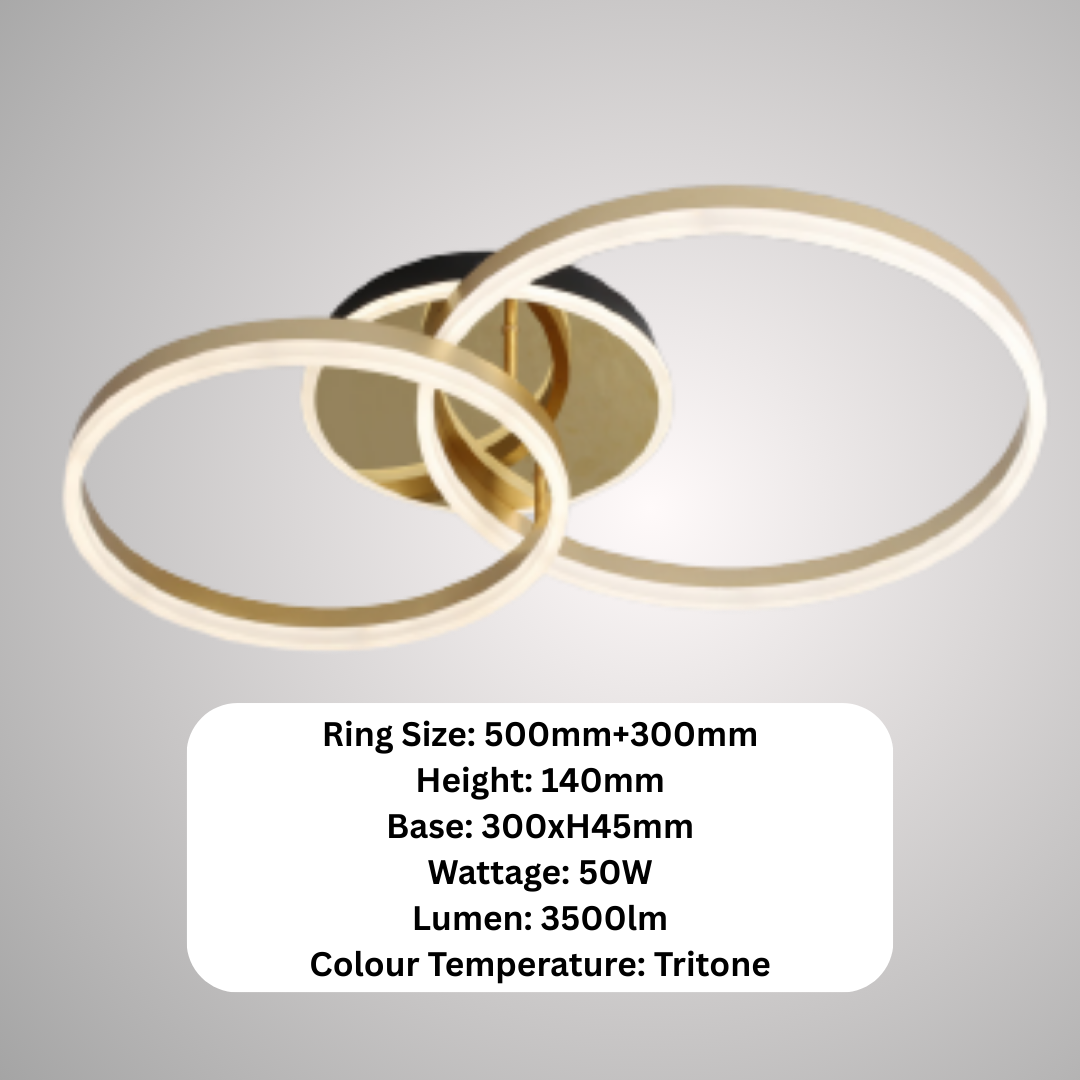 Premium Gold Luxurious LED ceiling light Single Ring Dual Ring