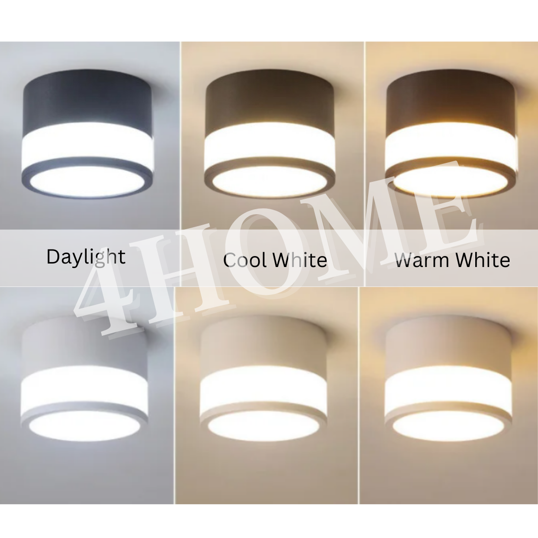 Premium Modern Black White LED Surface Cylindrical Spotlight with Side Luminance Safety Mark 4HOME SINGAPORE - 4HOME