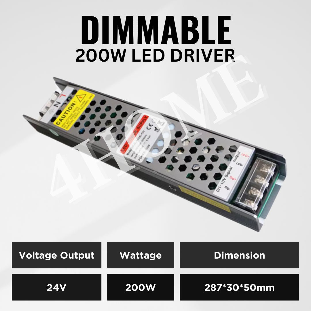 24V 100W 200W Dimmable LED driver strip light COB by dimmer switch 0-10V and TRIAC dimming 4HOME SINGAPORE - 4HOME