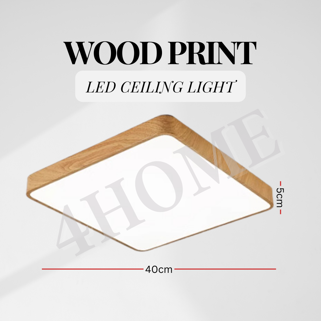 36W Nordic Minimal LED Ceiling Light Wood Laminate Square Frame Daylight Warm White Tritone Macaron 4HOME SINGAPORE - 4HOME