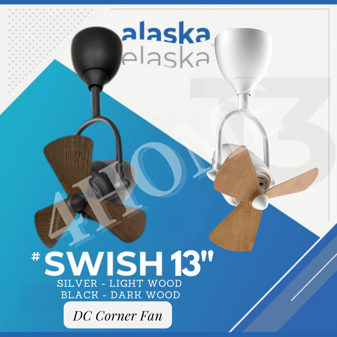 Alaska SWISH 13″ CORNER DC CEILING FAN Dark Wood Parquet Wood White 4HOME SINGAPORE - 4HOME