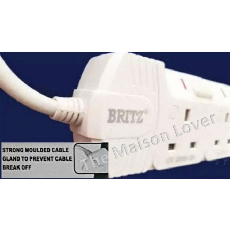Britz Extension Socket Multi Plug Safety Surge Protector 3 Meter 3m 2Way 3Way 4Way 5Way 6Way 4HOME SINGAPORE - 4HOME