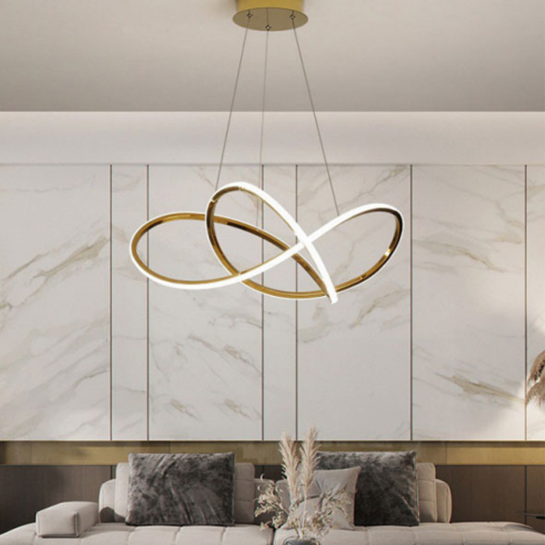 Premium Lux Gold Contemporary Infinity Pendant Light Tritone with Remote Control