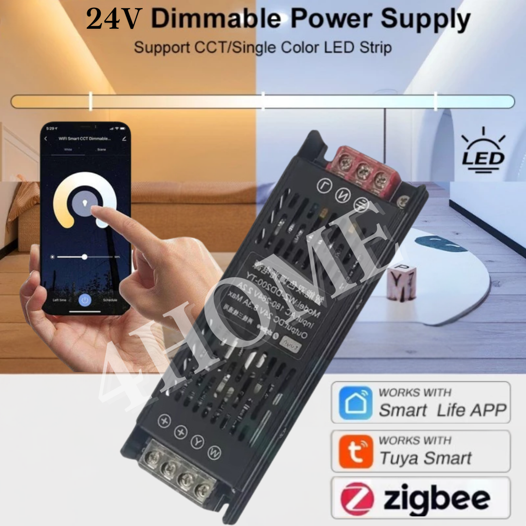 Premium Slim 24V Zigbee Tuya 2in1 Dimmable Smart Led Driver Transformer 150W 300W for CCT Single Tone LED Strip 4HOME SINGAPORE - 4HOME