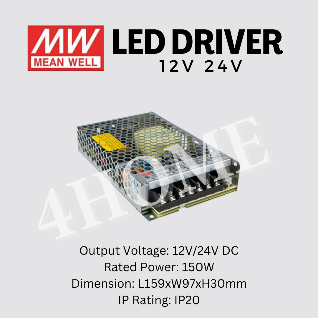 Meanwell LED Strip Driver 12V 24V 35W 50W 75W 100W 150W 200W 350W LED strip light 4HOME SINGAPORE - 4HOME