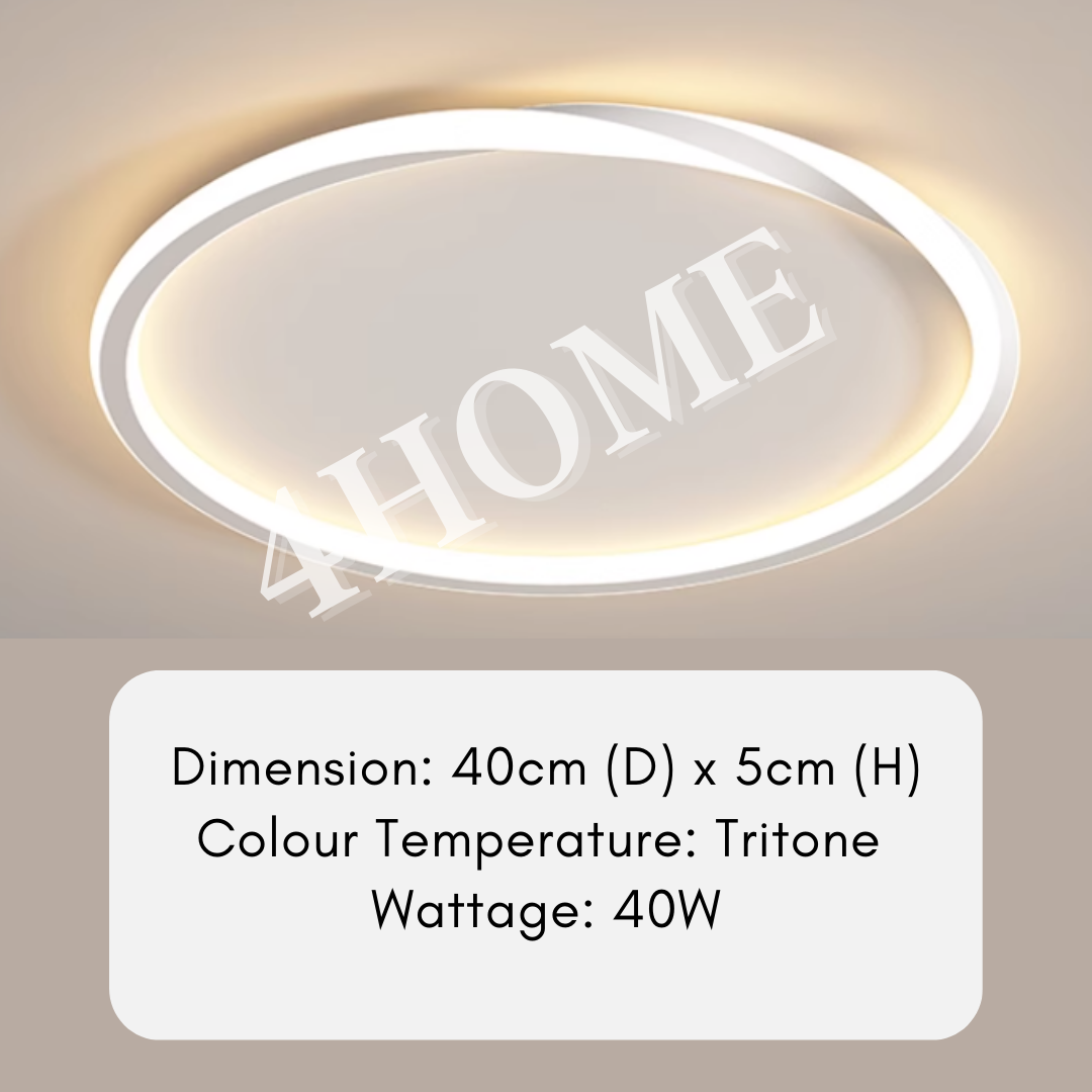 Modern White Spiral Twist Ring Halo Designer LED Ceiling Light Tri-tone 4HOME SINGAPORE - 4HOME