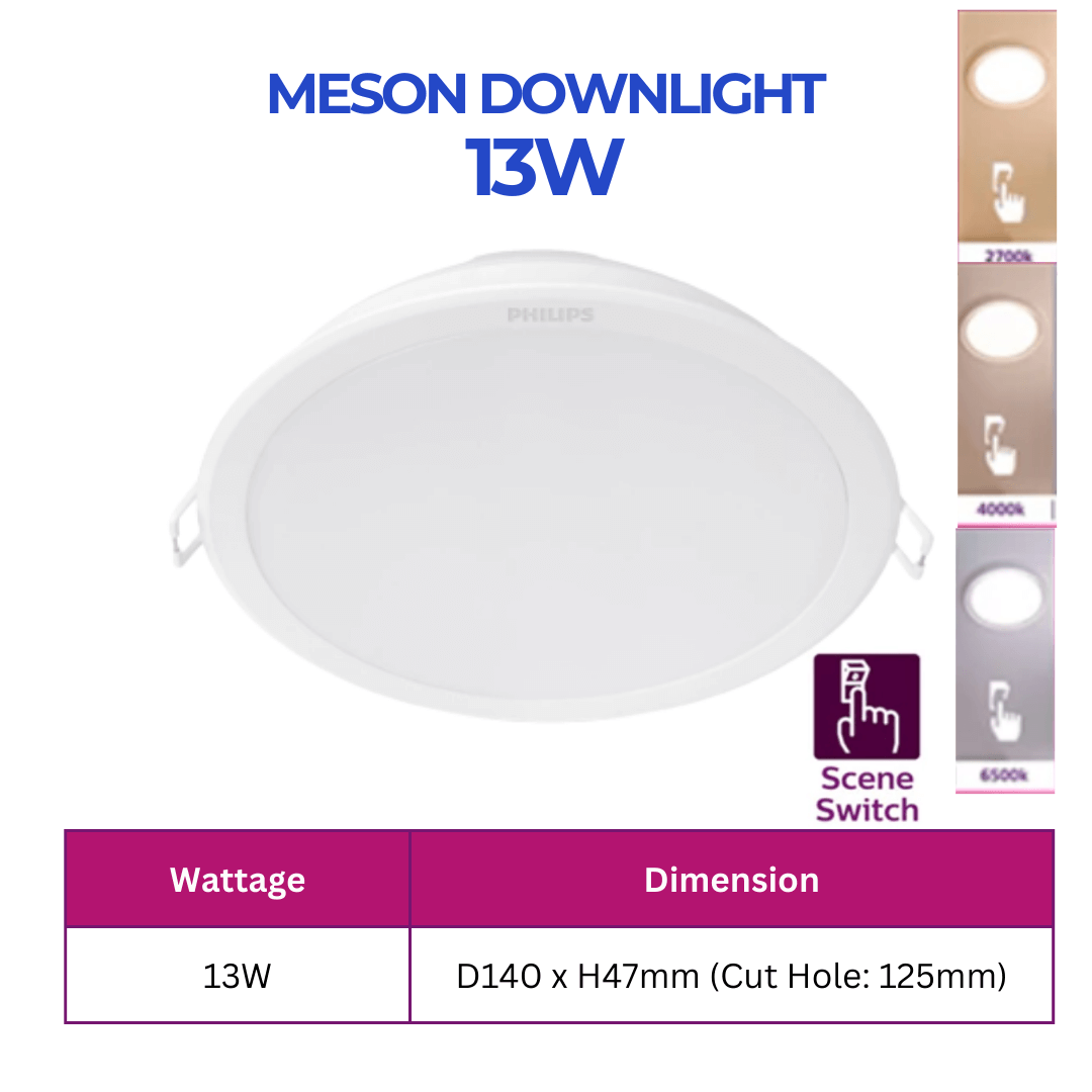 Philips Meson Scene Switch LED Downlight Tri-Color 3Tone Round 4HOME SINGAPORE - 4HOME