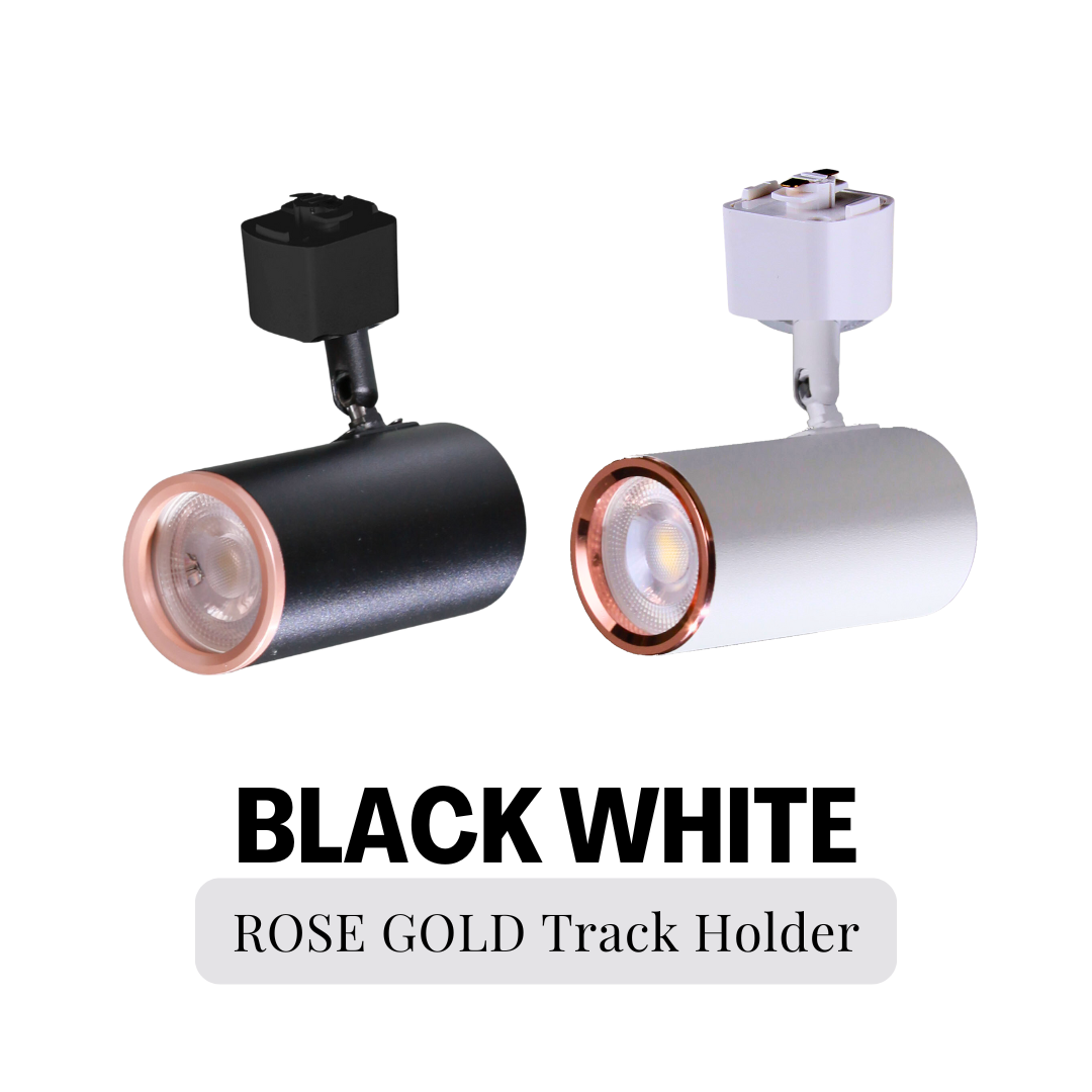 Deluxe Black White with Rose Gold Ring GU10 Track Light Holder 4HOME SINGAPORE - 4HOME