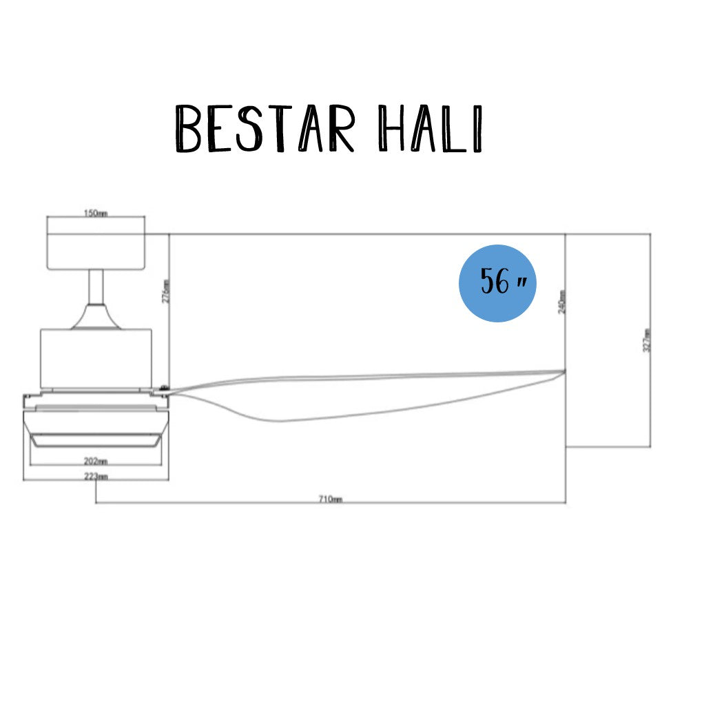 Bestar Hali DC Ceiling Fan with 24W LED Light 48" 56" 4HOME SINGAPORE - 4HOME
