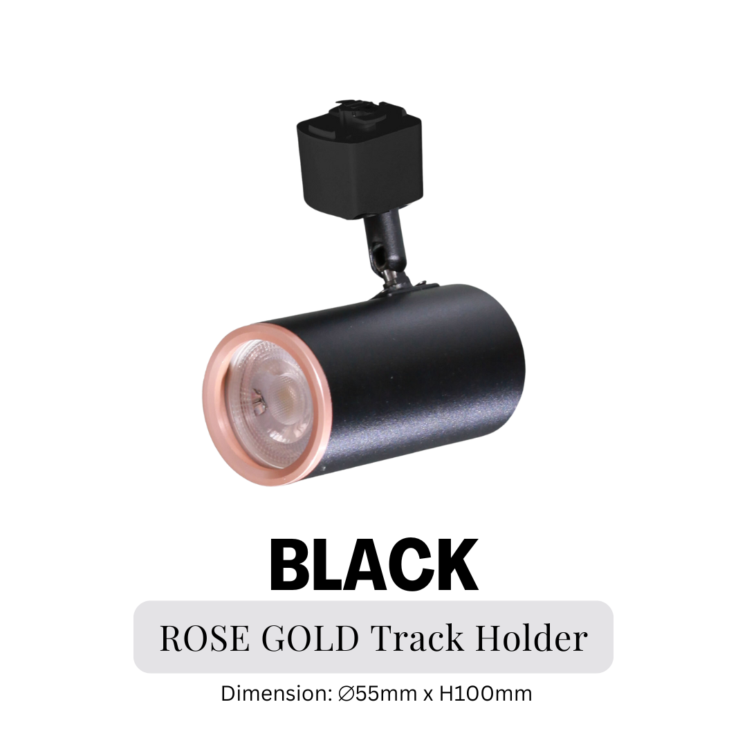 Deluxe Black White with Rose Gold Ring GU10 Track Light Holder 4HOME SINGAPORE - 4HOME