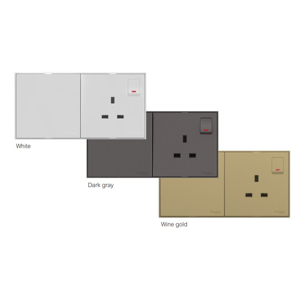 Schneider Avataron C Switch Socket Wine Gold Dark Grey White 4HOME SINGAPORE - 4HOME