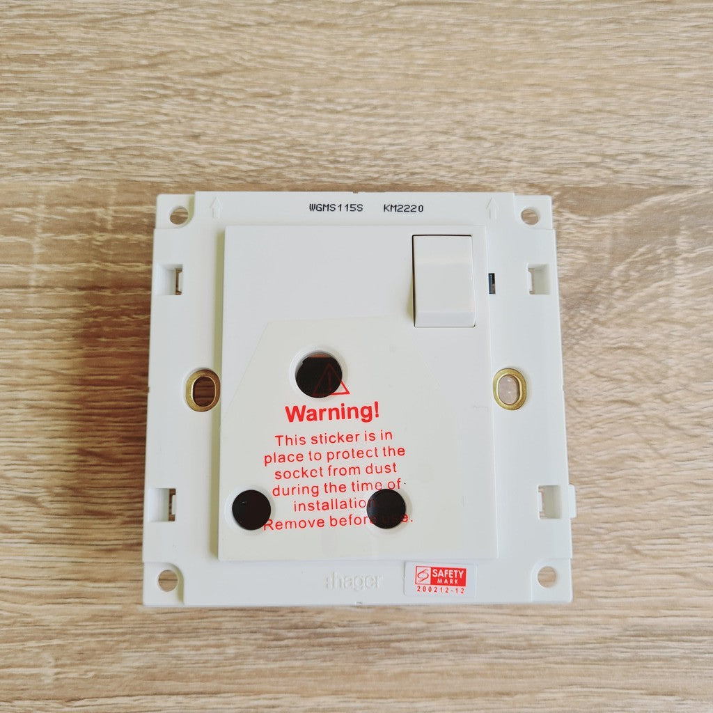 Hager WGMS115S 15A 1G Round Pin Switched Socket 4HOME SINGAPORE - 4HOME