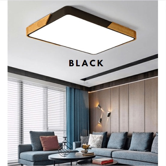 48W 72W Nordic Black White with Wood Rectangular LED Ceiling Light for Kitchen Living Room 4HOME SINGAPORE - 4HOME