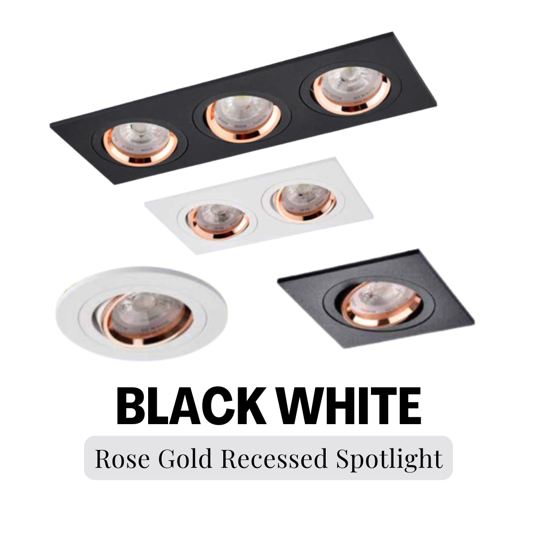 Black White Rose Gold GU10 Recessed Spot Light Single head double head Triple head 4HOME SINGAPORE - 4HOME