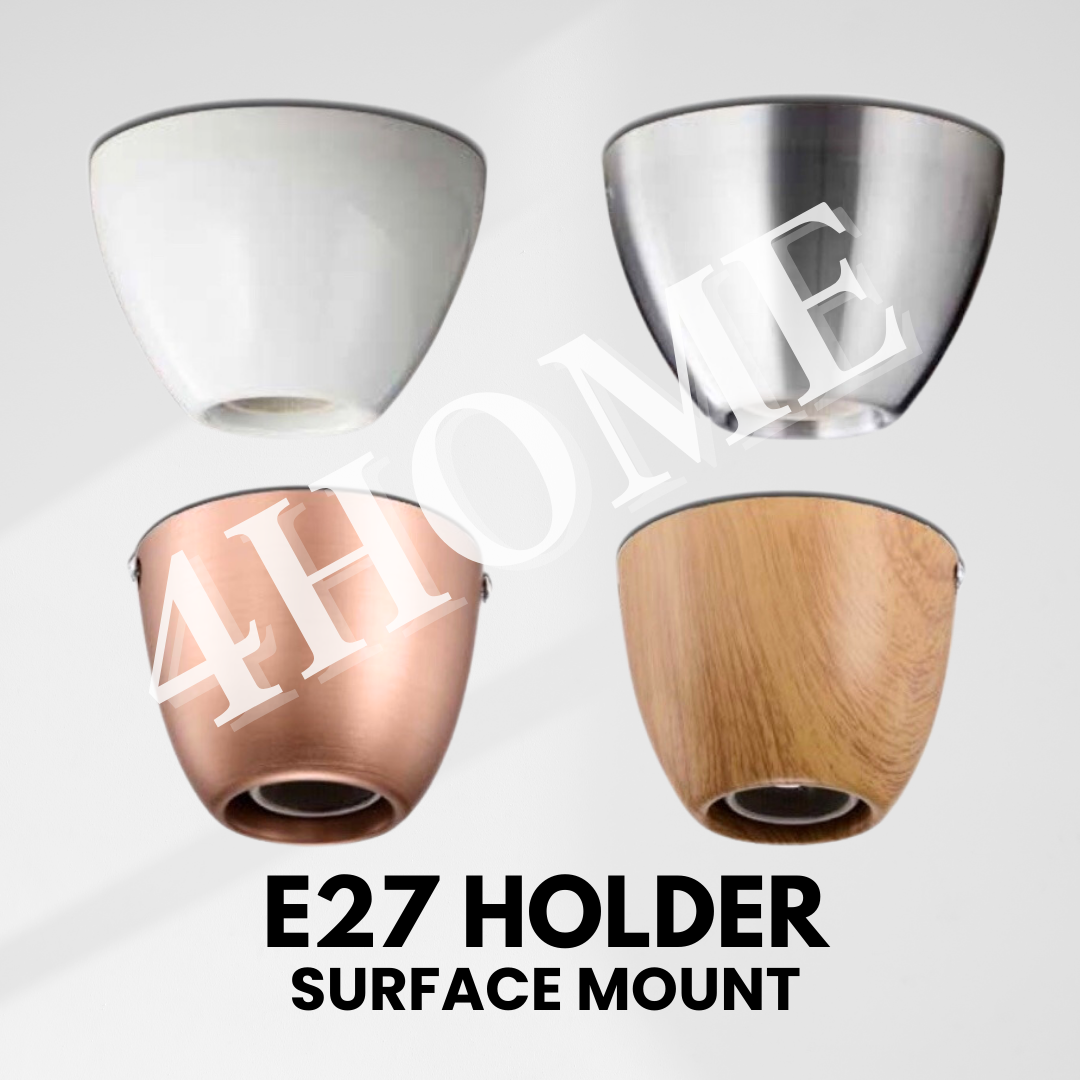 E27 Lamp Holder Ceiling Light Wall Light Bulb Holder White Chrome Wood Rose Gold 4HOME SINGAPORE - 4HOME