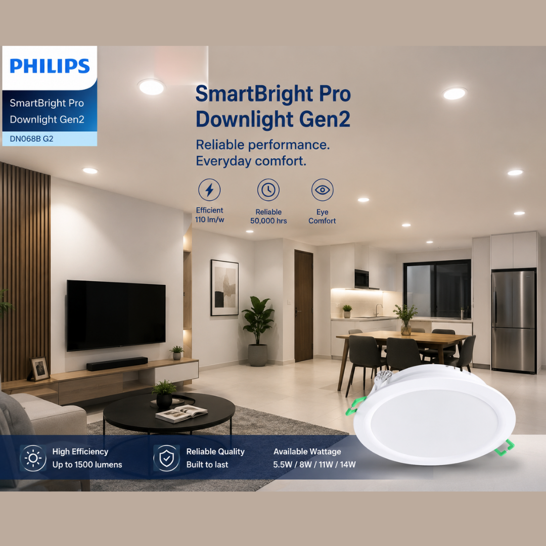 Philips SmartBright Pro LED Downlight Gen2 DN068B G2 | 5.5W / 8W / 11W / 14W | 3000K Warm White | 4000K Cool White | 6500K Daylight | Recessed Ceiling Downlight