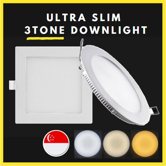 Ultra Slim Downlight LED 9W 12W Round Square 3Tone Tri tone Tricolor Tri color Recessed Ceiling Light 4HOME SINGAPORE - 4HOME