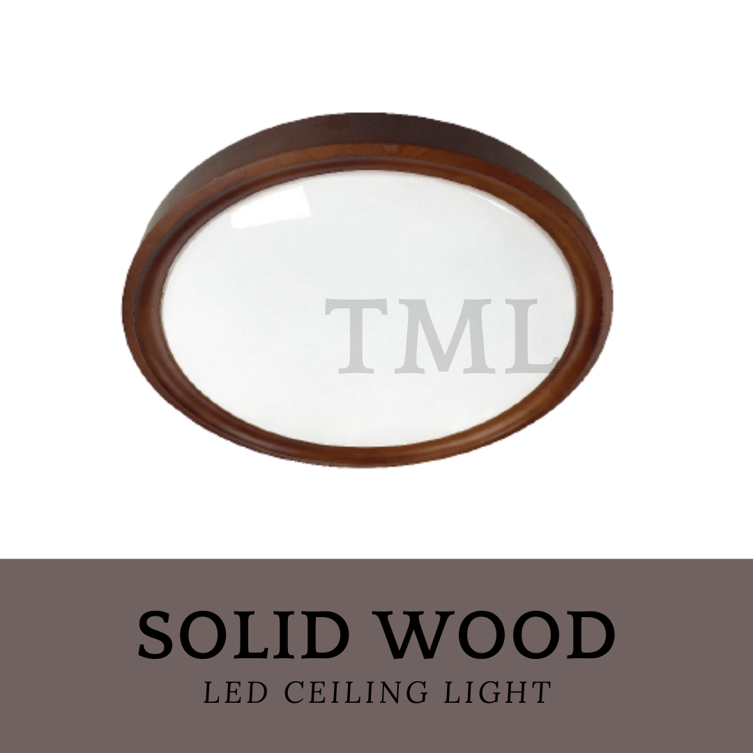 Japanese Design Solid Real Wood LED Ceiling Light 36W 48W Walnut Pine