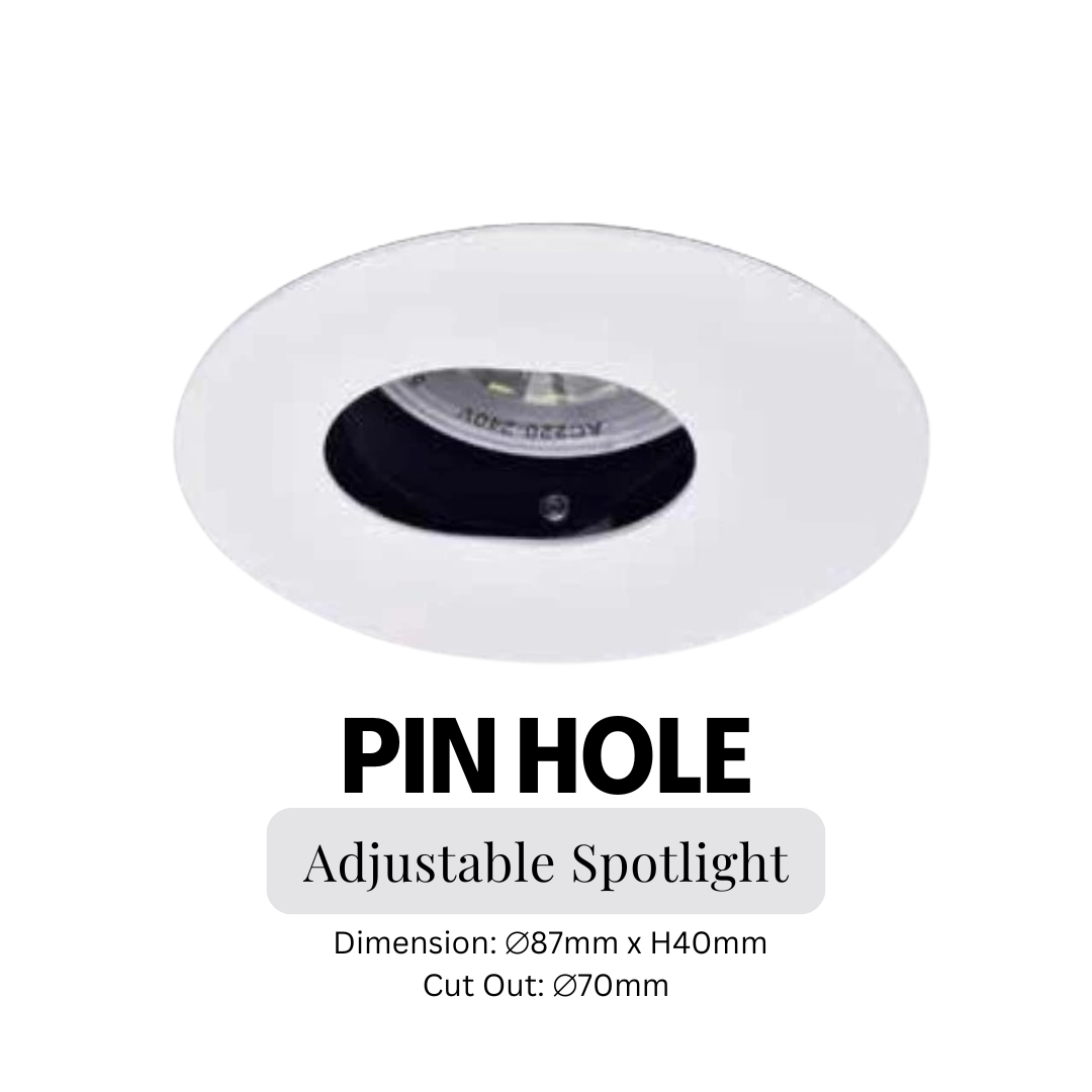 Invisible Adjustable Pin hole Round GU10 Recessed Spotlight Narrow Angle 4HOME SINGAPORE - 4HOME