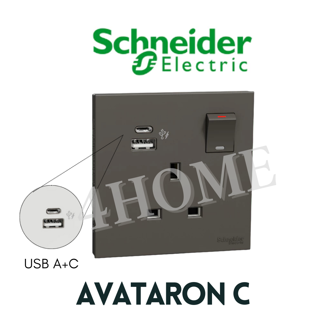 Schneider Electric AvatarOn C USB Socket Type A+C White Dark Grey Wine Gold 4HOME SINGAPORE - 4HOME