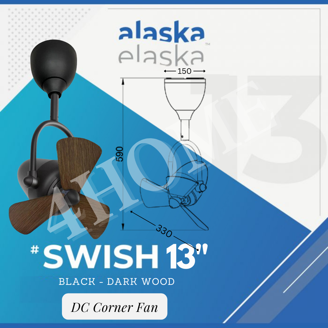 Alaska SWISH 13″ CORNER DC CEILING FAN Dark Wood Parquet Wood White 4HOME SINGAPORE - 4HOME