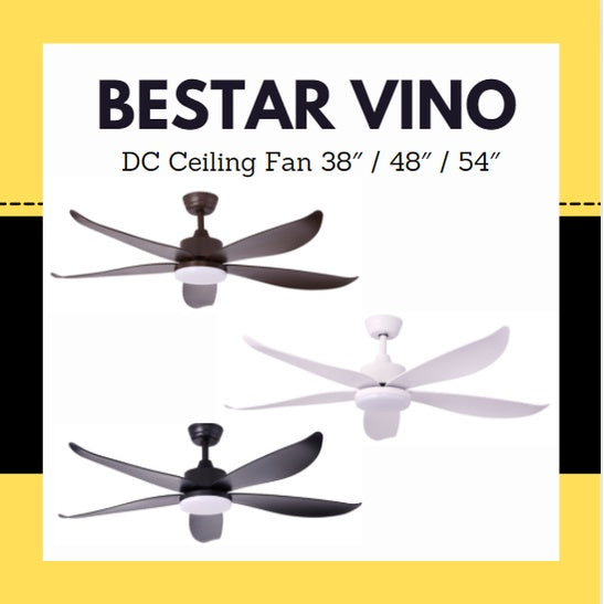 Bestar Vino 5blades DC Ceiling Fan 38inch 48inch 54inch 24W light 4HOME SINGAPORE - 4HOME