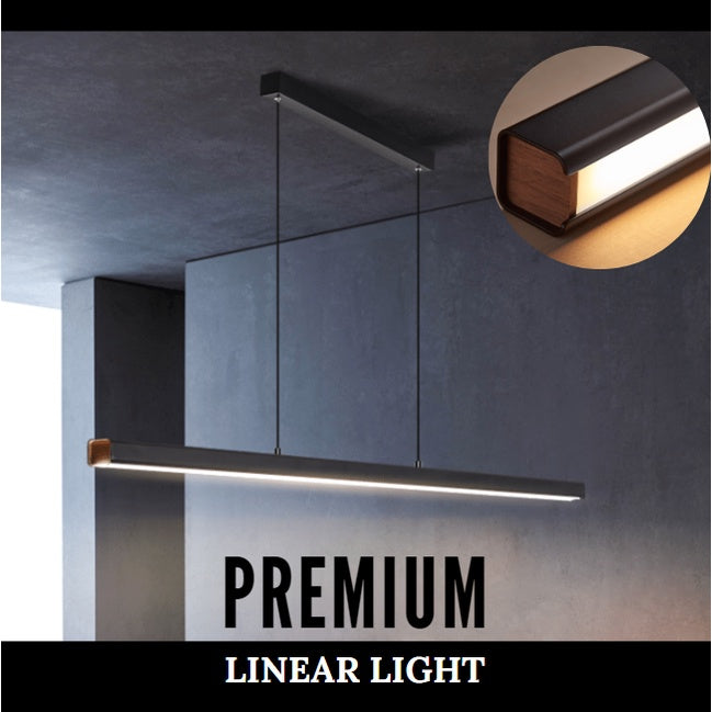 Premium Black Wood Linear Pendant Light 32W 3Tone Dining Island Study Kitchen 4HOME SINGAPORE - 4HOME