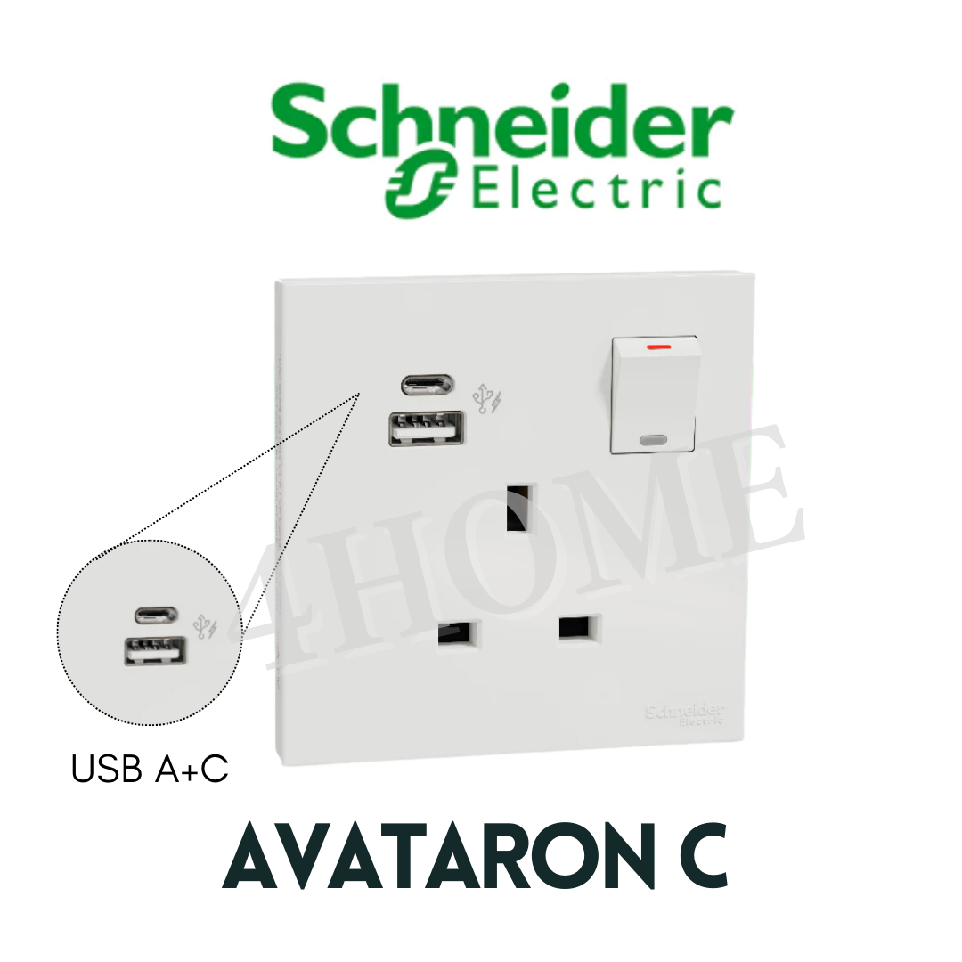 Schneider Electric AvatarOn C USB Socket Type A+C White Dark Grey Wine Gold 4HOME SINGAPORE - 4HOME