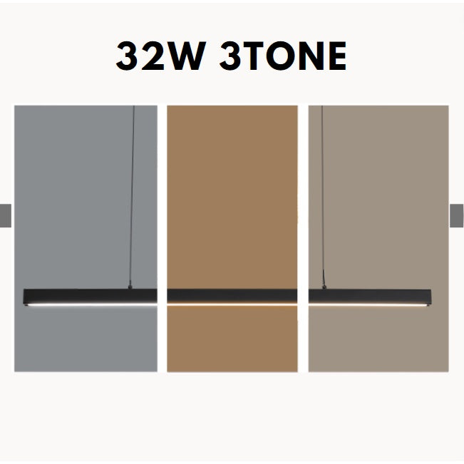 Premium Black Wood Linear Pendant Light 32W 3Tone Dining Island Study Kitchen 4HOME SINGAPORE - 4HOME