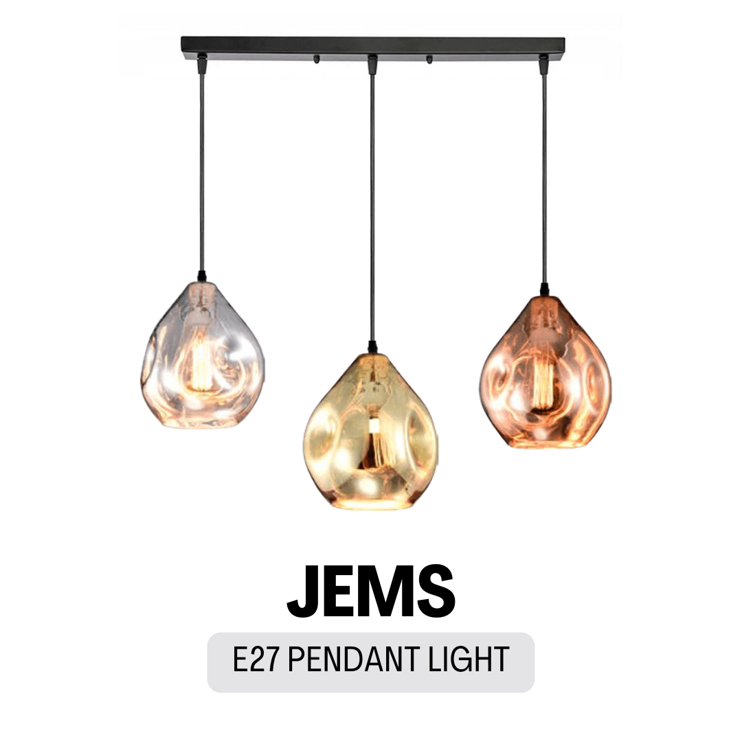 Premium Jems Jewel Design E27 Chrome Rose Gold Pendant Light 4HOME SINGAPORE - 4HOME