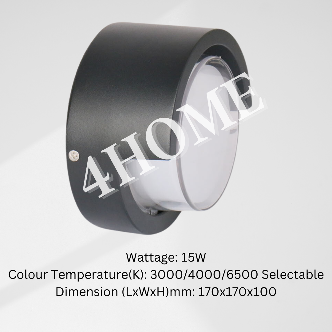 Waterproof Ceiling Light Wall Light Black Frame 15W IP65 Outdoor Balcony Bathroom 4HOME SINGAPORE - 4HOME
