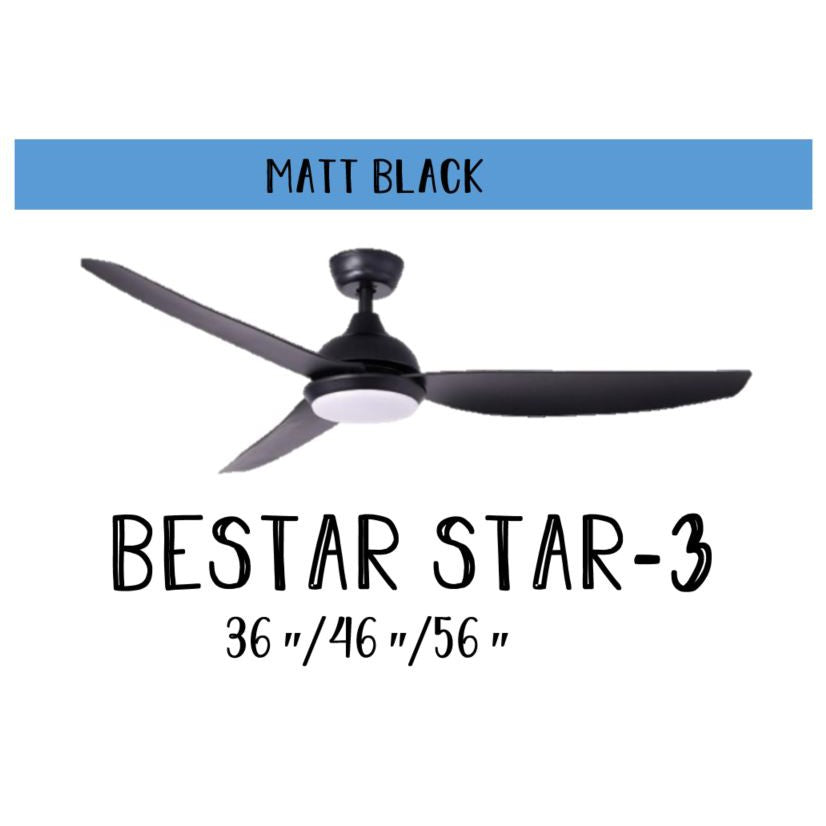 Bestar Star-3 Ceiling Fan with 24W LED Light 36inch 46inch 56inch 36" 46" 56" STAR3 4HOME SINGAPORE - 4HOME